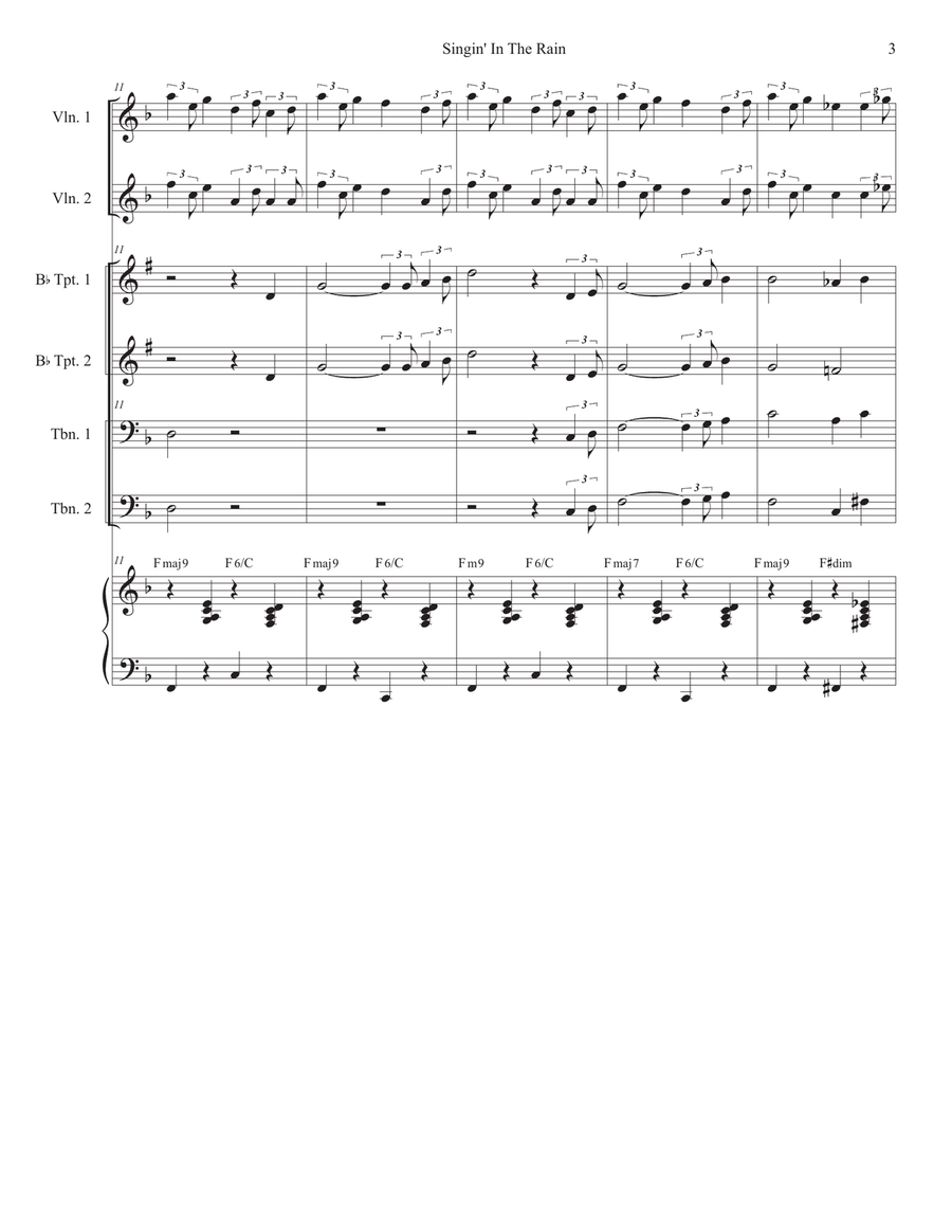 Singin' In The Rain (Brass Quartet and Piano - Alternate Version) Brass Quartet scores gallery preview page 3