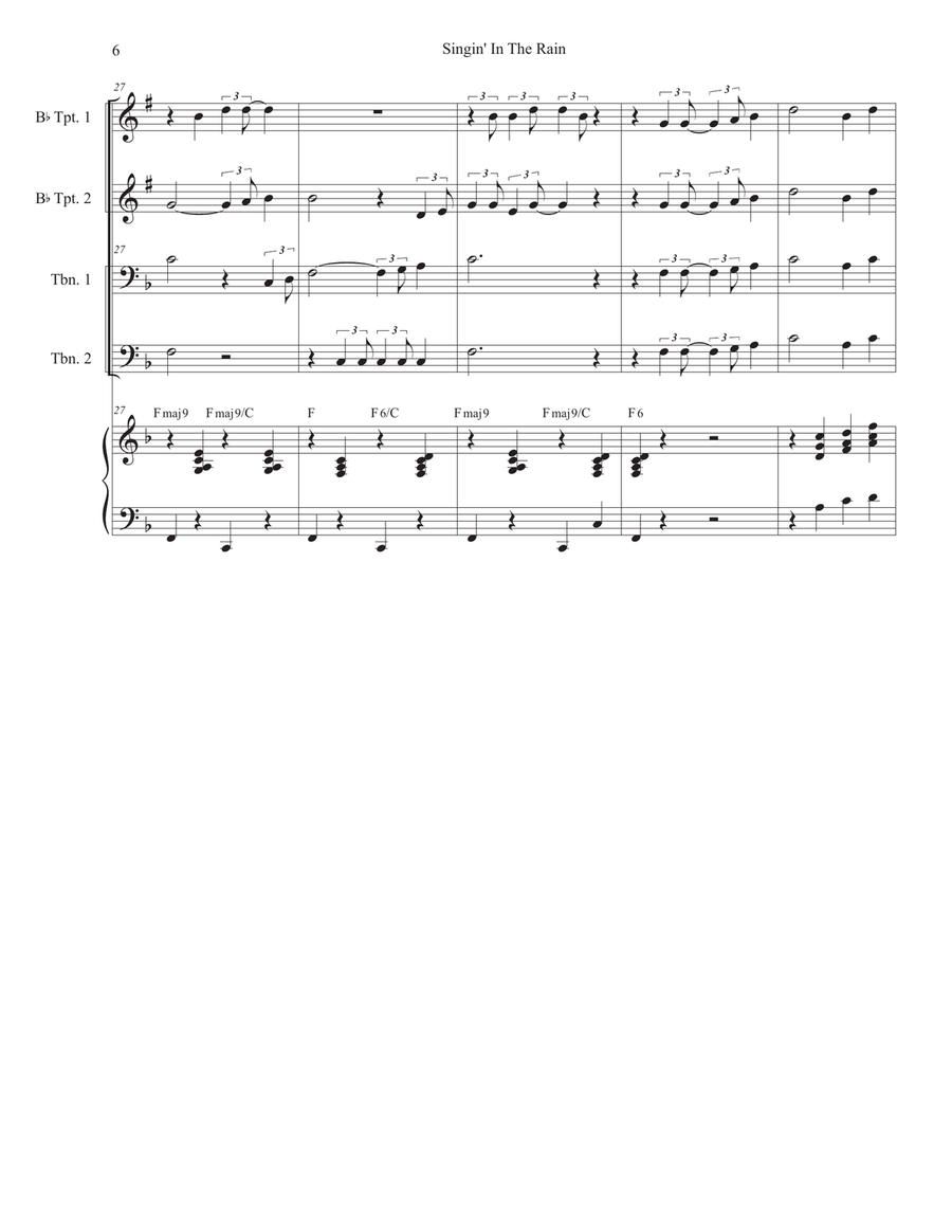 Singin' In The Rain (Brass Quartet and Piano - Alternate Version) Brass Quartet scores gallery preview page 6