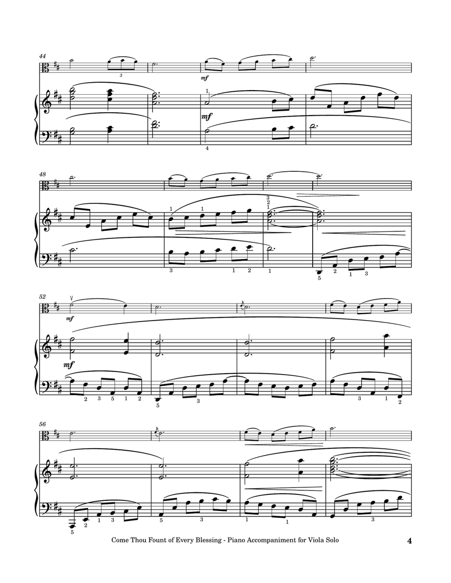 Come, Thou Fount of Every Blessing - Viola Solo with Piano Accompaniment Piano scores gallery preview page 5