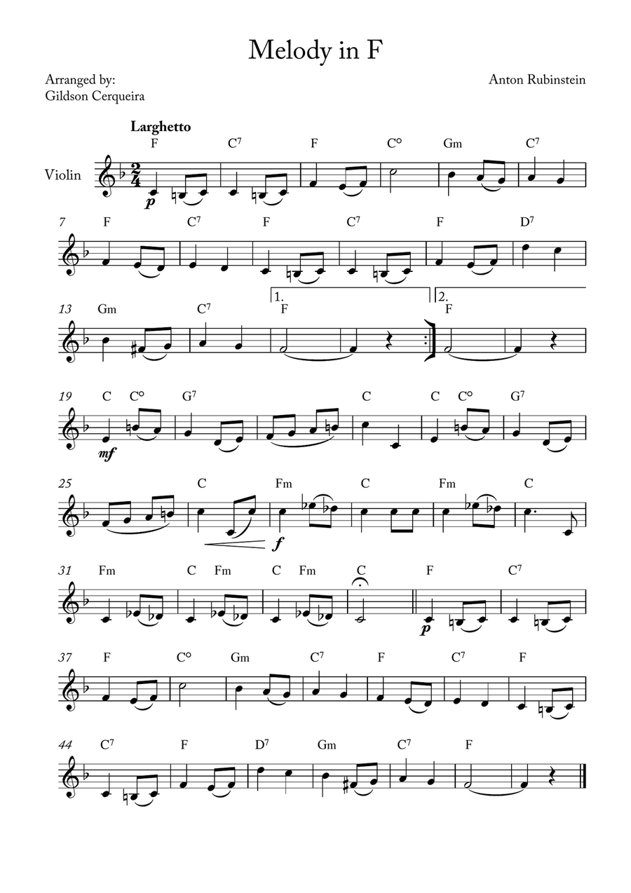 Melody in F Melody in F Chamber Music scores gallery preview page 1