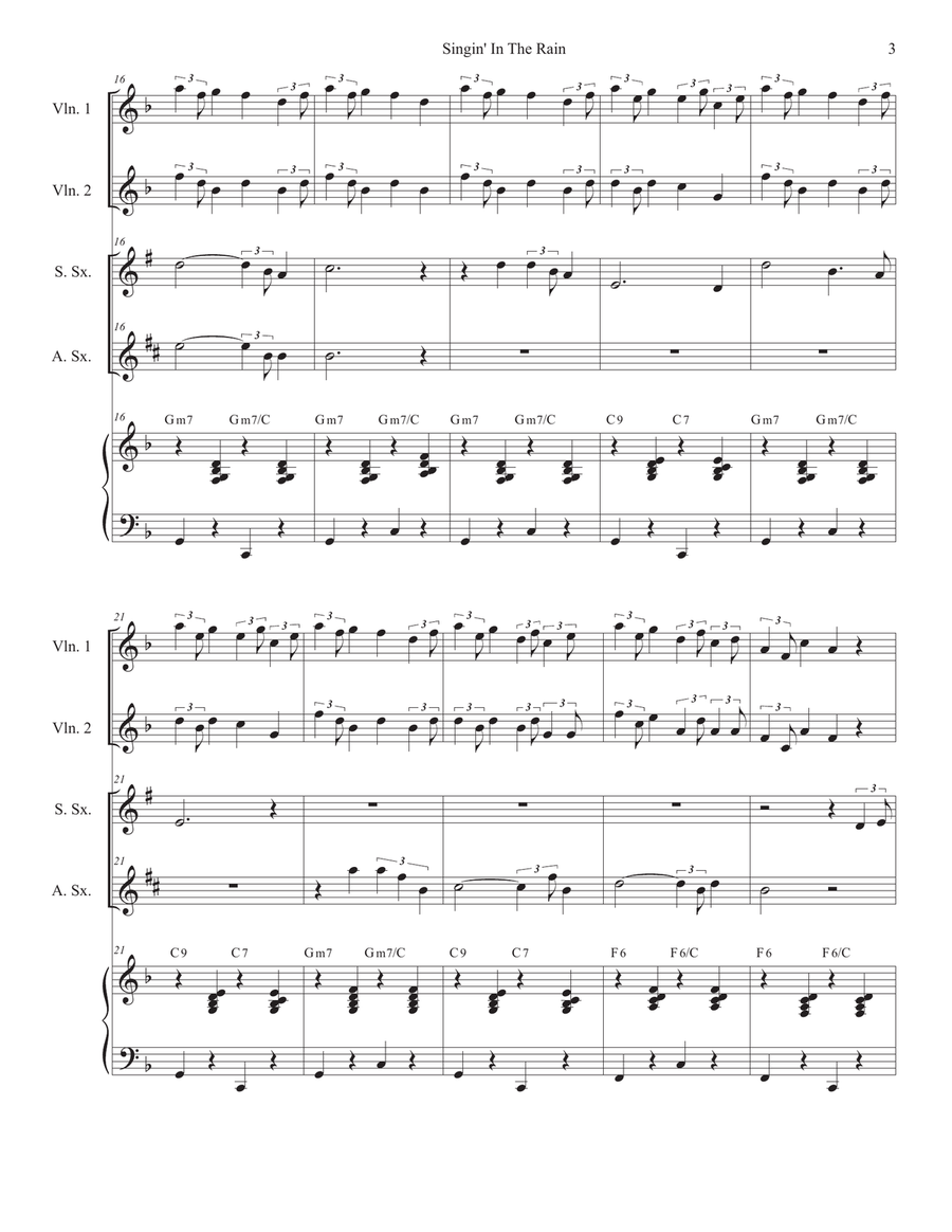 Singin' In The Rain (Duet for Soprano and Alto Saxophone) Woodwind Duet scores gallery preview page 3