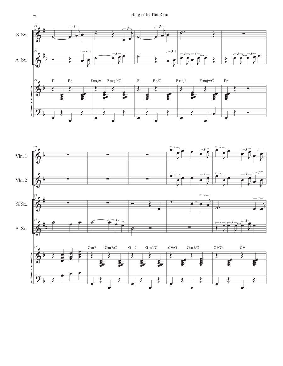 Singin' In The Rain (Duet for Soprano and Alto Saxophone) Woodwind Duet scores gallery preview page 4