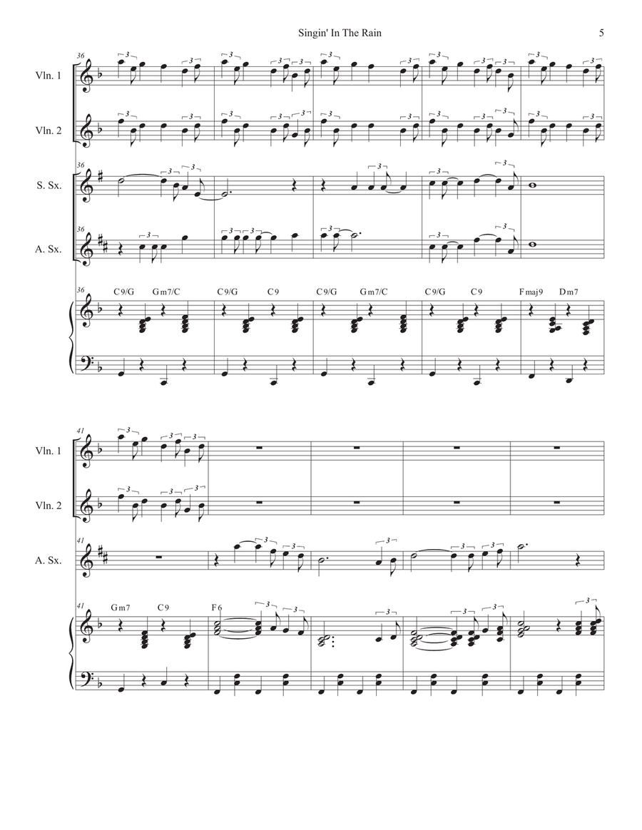 Singin' In The Rain (Duet for Soprano and Alto Saxophone) Woodwind Duet scores gallery preview page 5