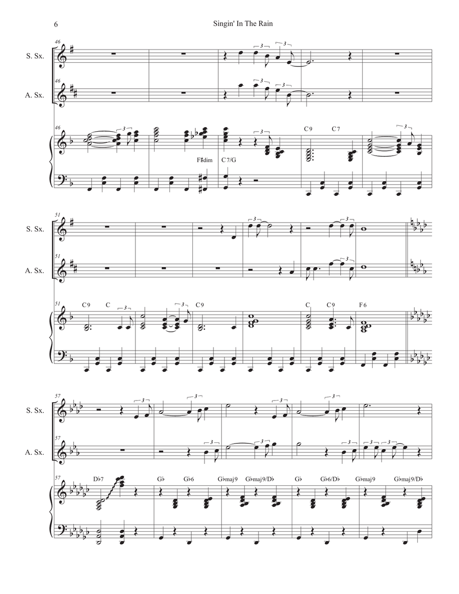 Singin' In The Rain (Duet for Soprano and Alto Saxophone) Woodwind Duet scores gallery preview page 6