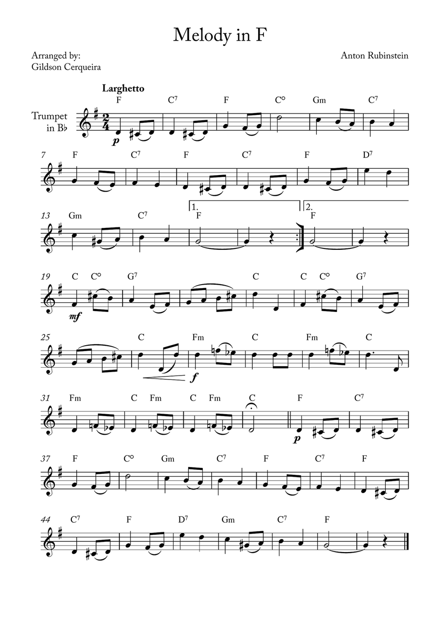 Melody in F Melody in F Chamber Music scores gallery preview page 1