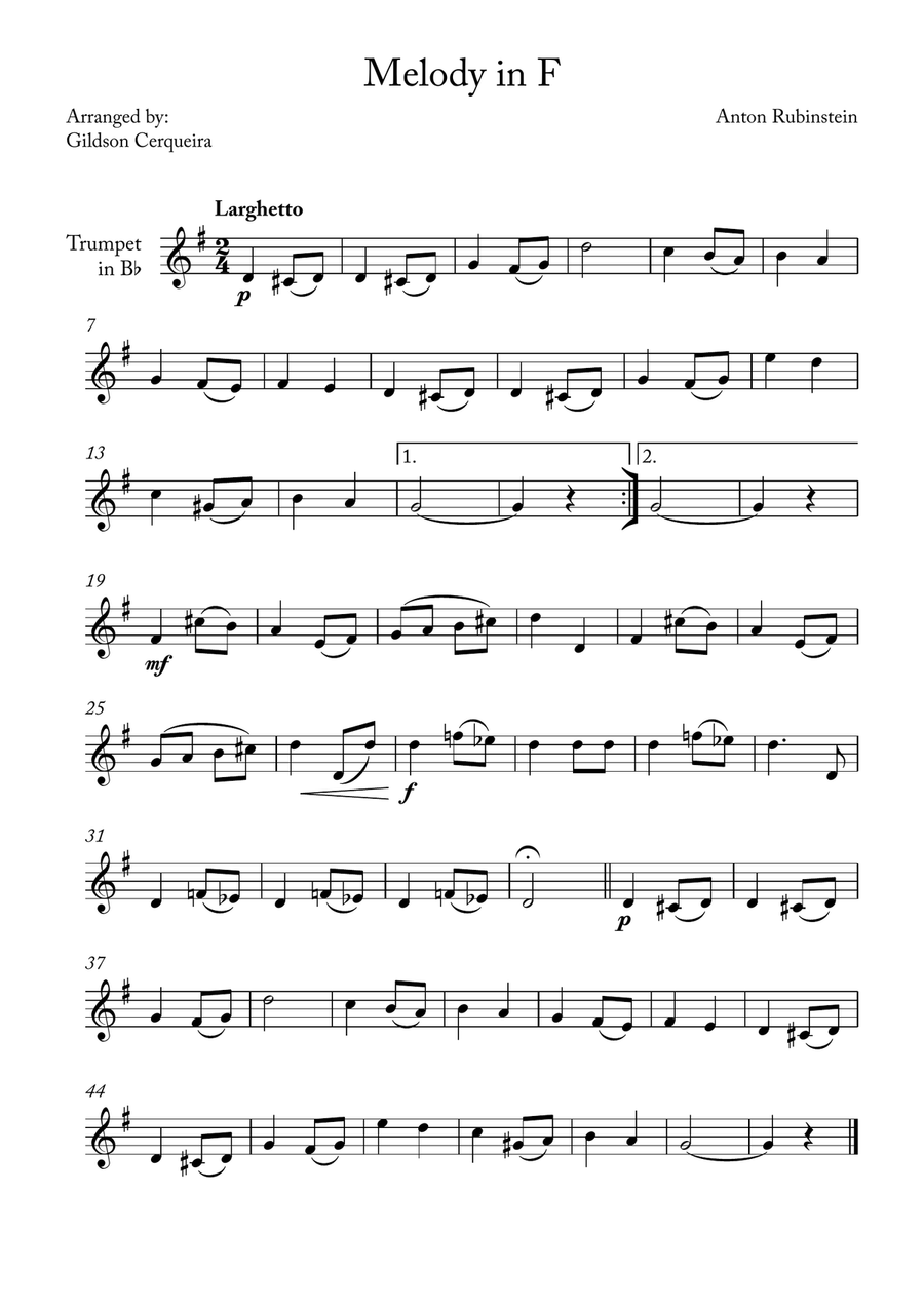 Melody in F Melody in F Chamber Music scores gallery preview page 1