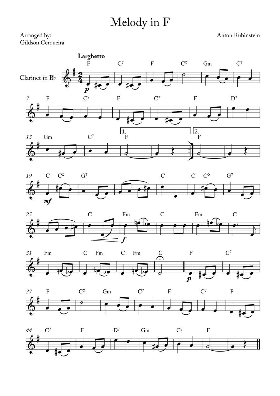 Melody in F Melody in F Chamber Music scores gallery preview page 1