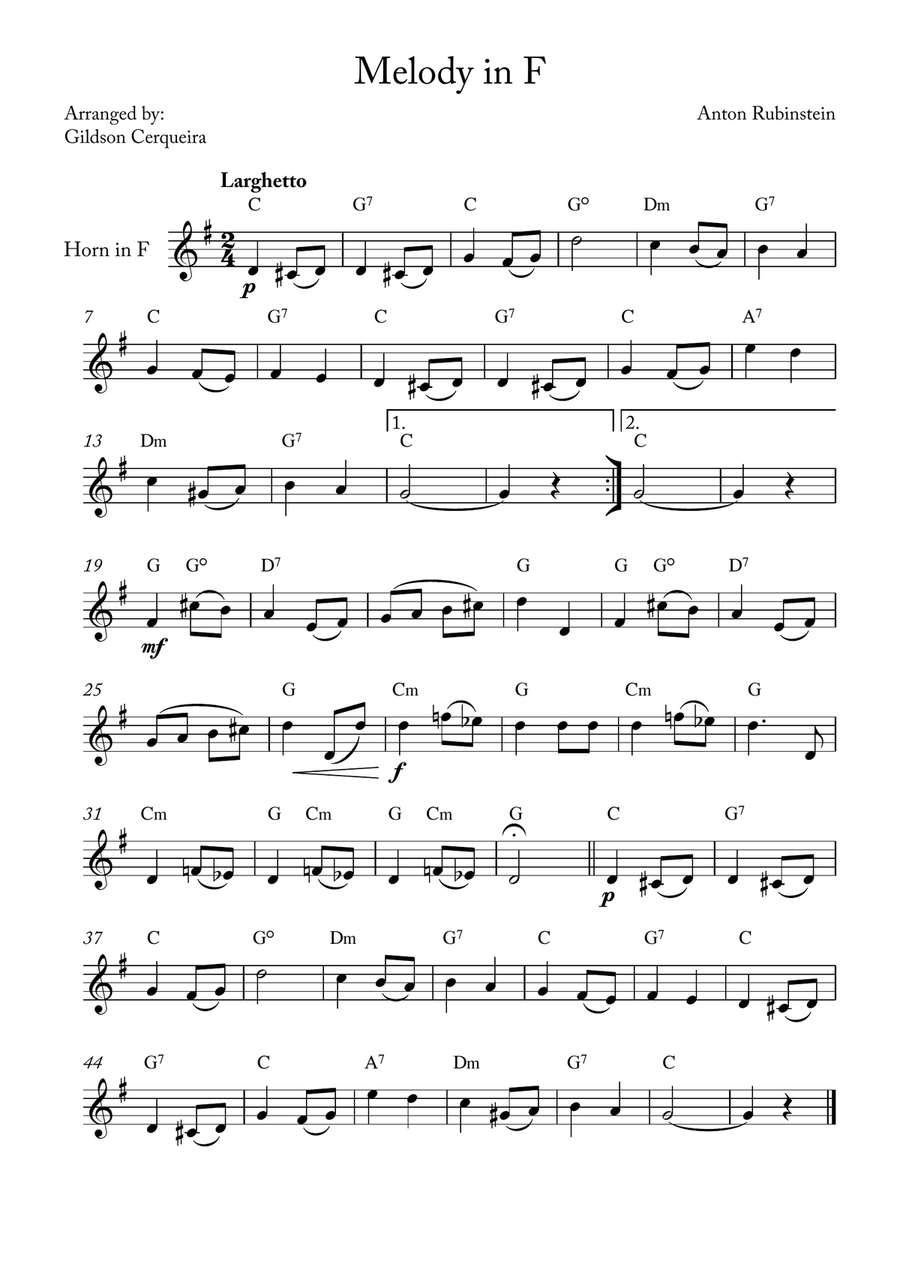 Melody in F Melody in F Chamber Music scores gallery preview page 1