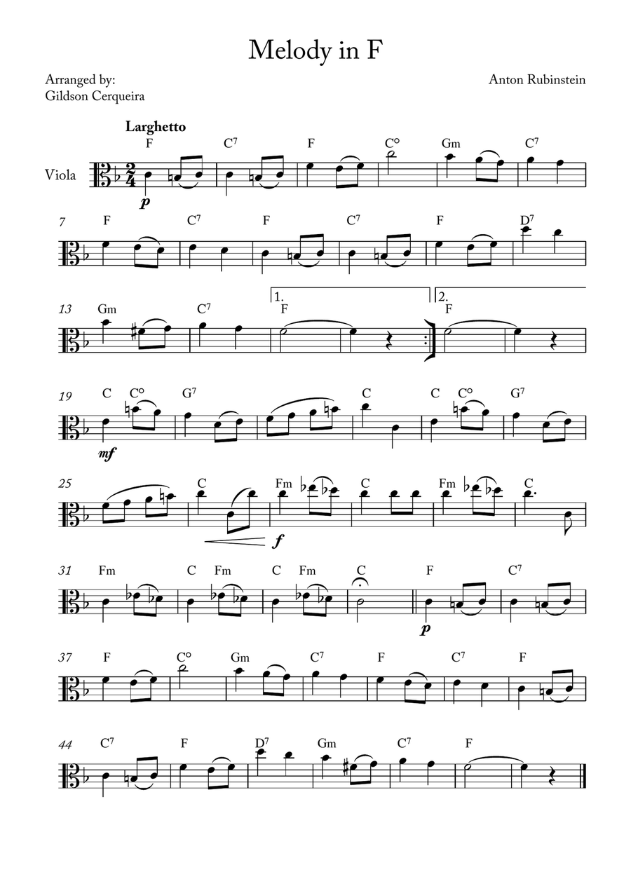 Melody in F Melody in F Chamber Music scores gallery preview page 1