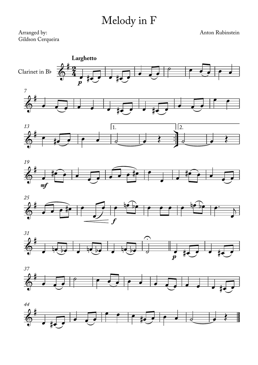 Melody in F Melody in F Chamber Music scores gallery preview page 1