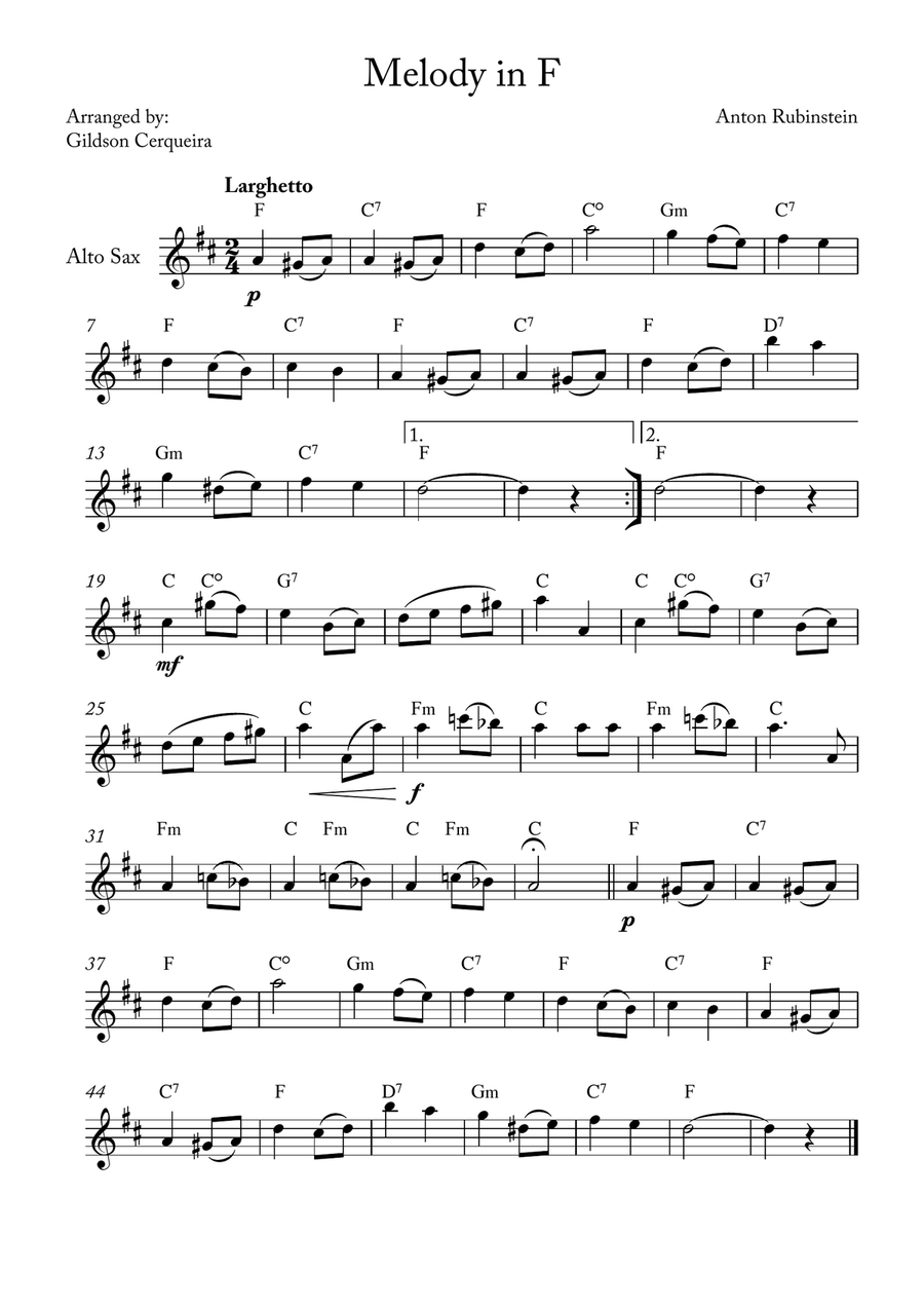 Melody in F Melody in F Chamber Music scores gallery preview page 1