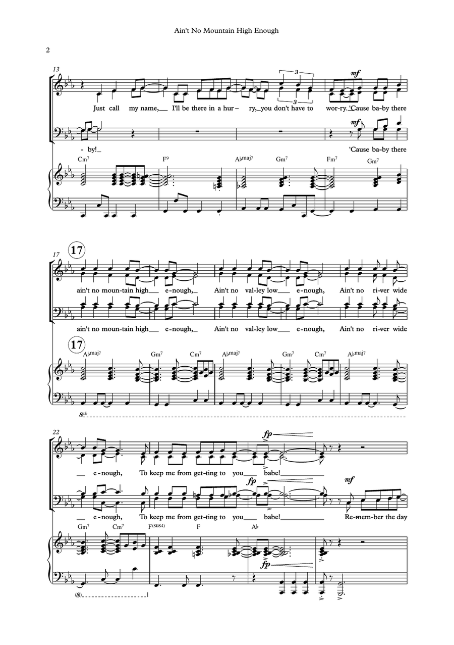 Ain't No Mountain High Enough 4-Part scores gallery preview page 2