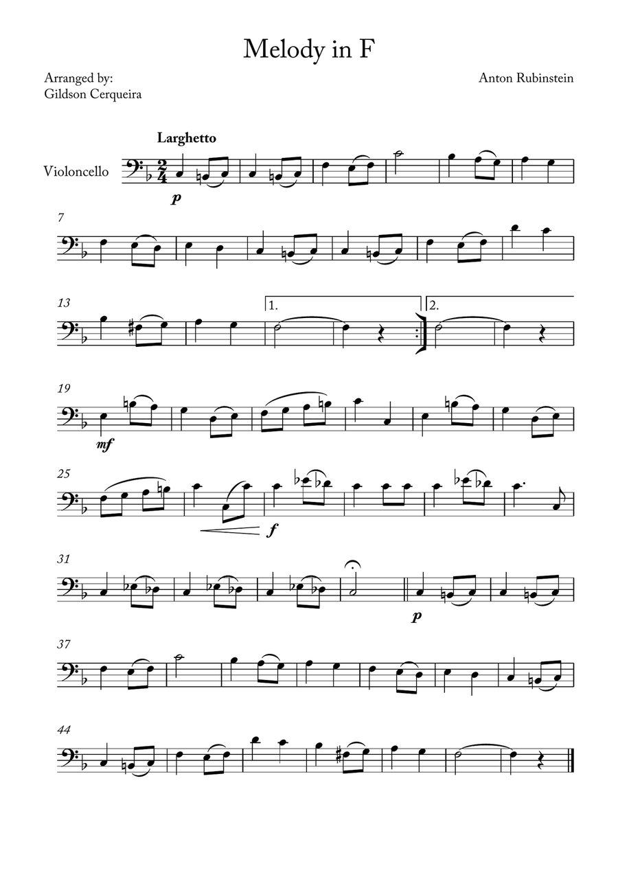 Melody in F Melody in F Chamber Music scores gallery preview page 1