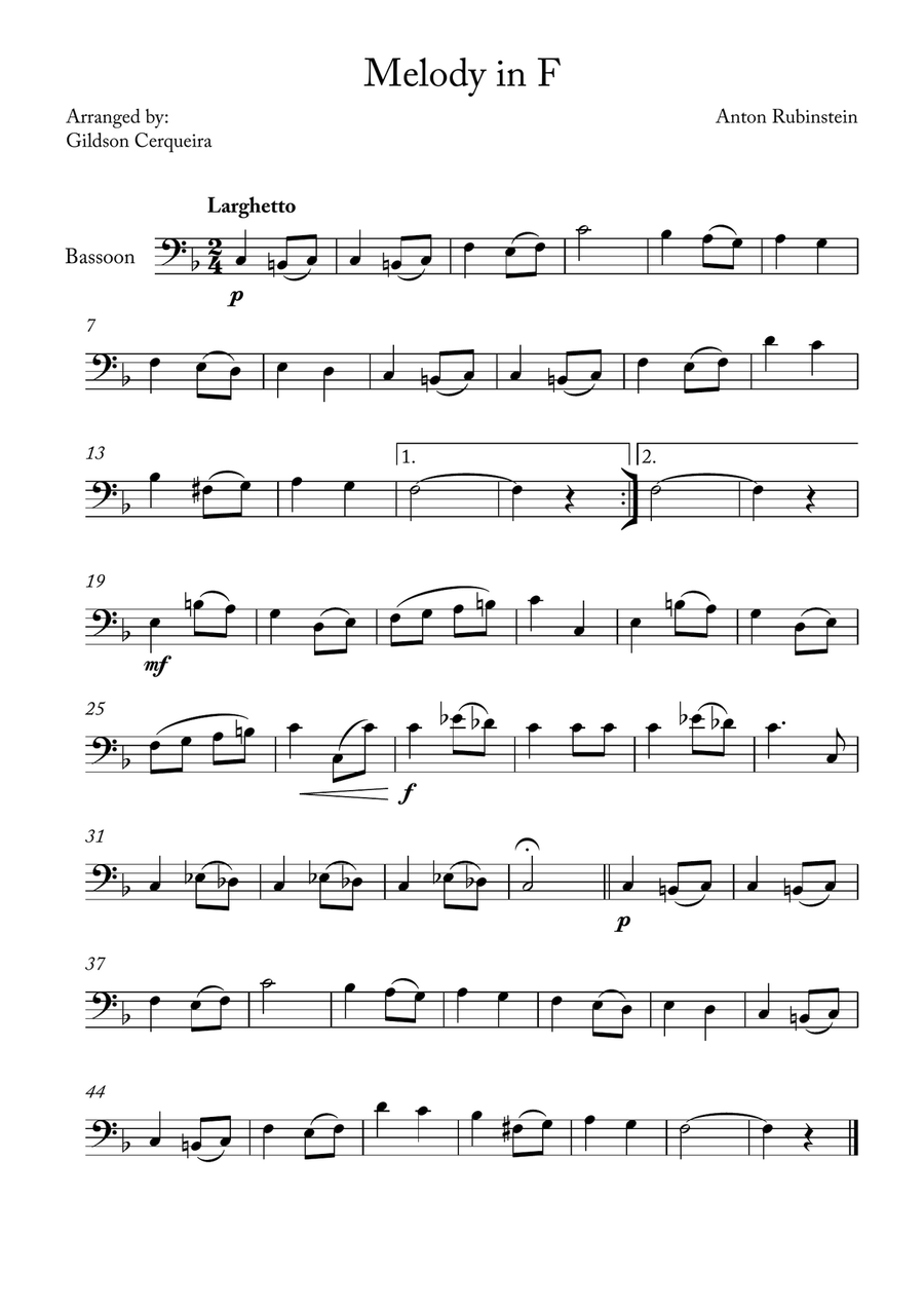 Melody in F Melody in F Chamber Music scores gallery preview page 1