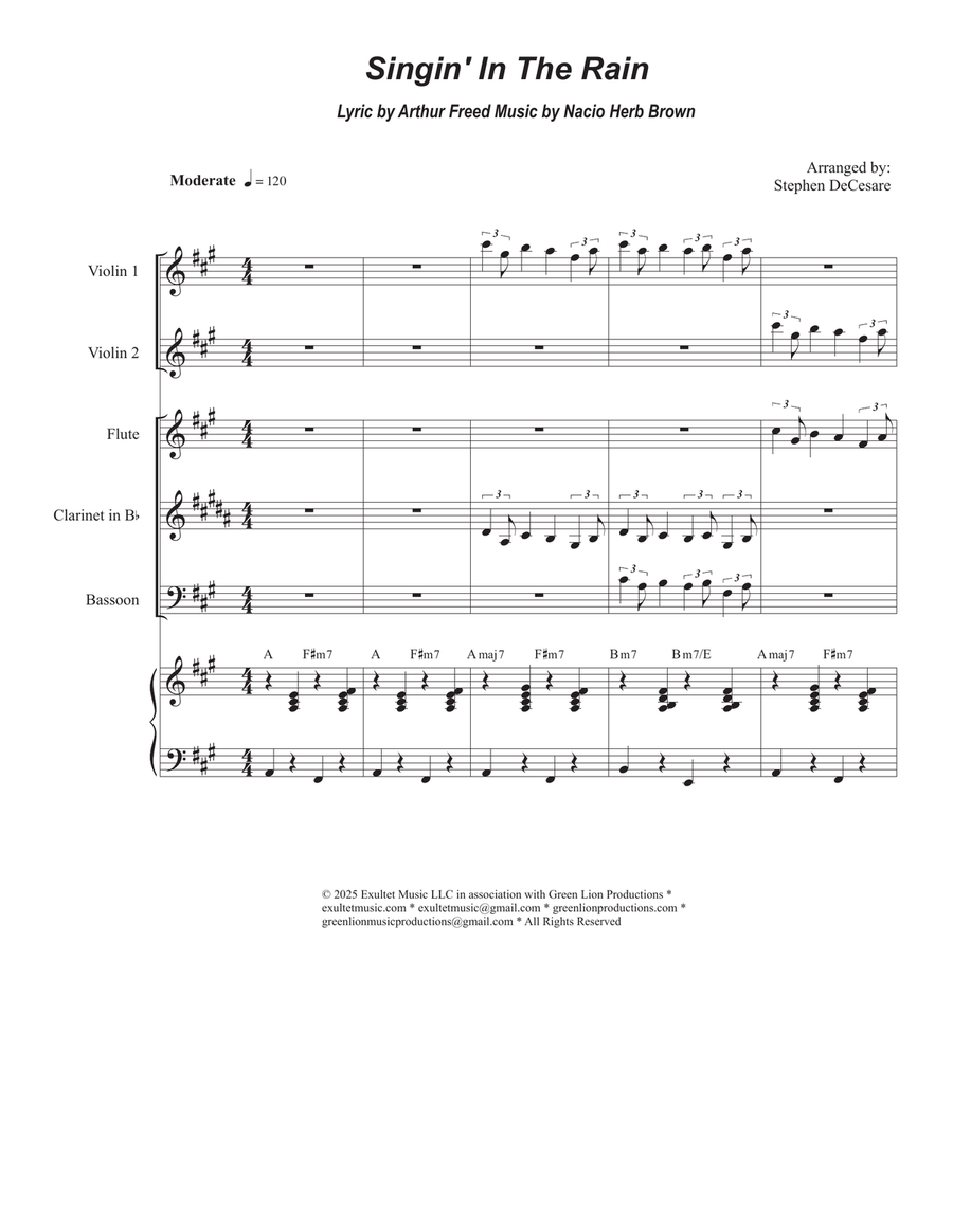 Singin' In The Rain (Woodwind Quartet and Piano) Woodwind Quartet scores gallery preview page 1