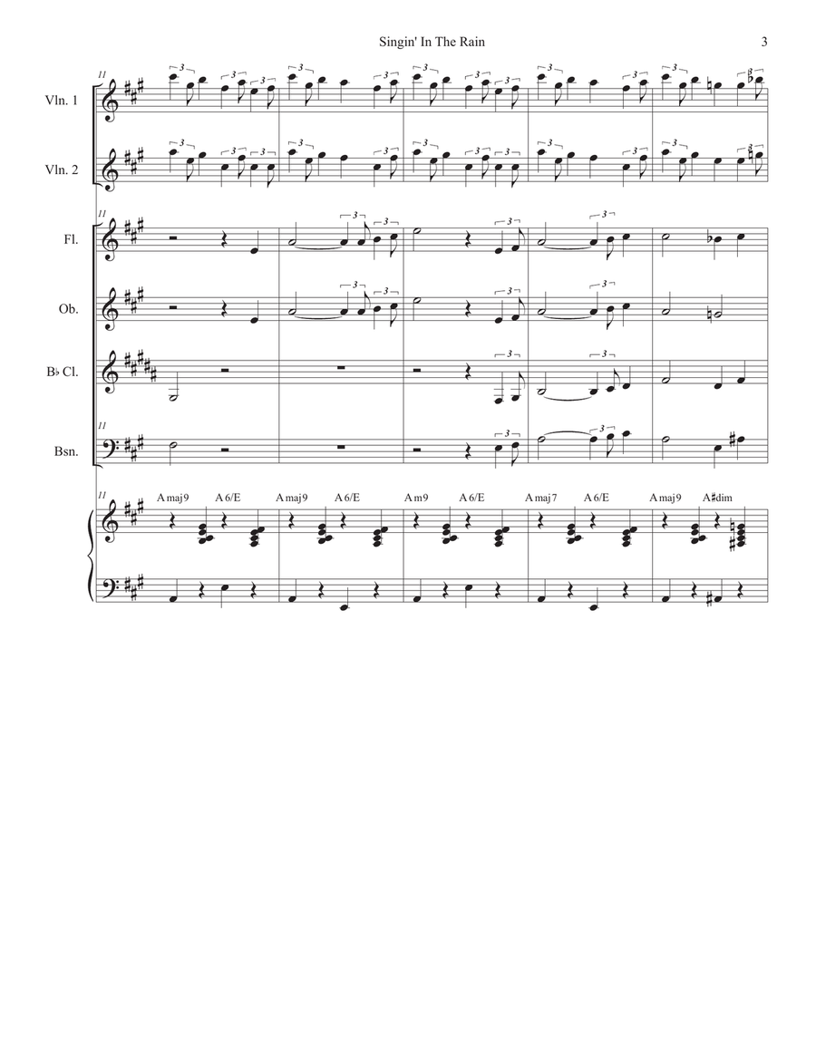 Singin' In The Rain (Woodwind Quartet and Piano) Woodwind Quartet scores gallery preview page 3