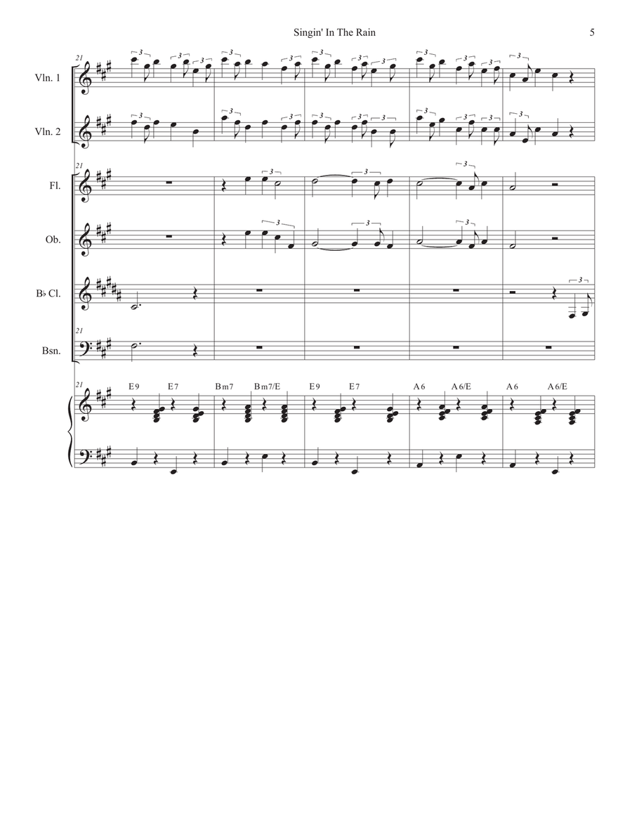 Singin' In The Rain (Woodwind Quartet and Piano) Woodwind Quartet scores gallery preview page 5