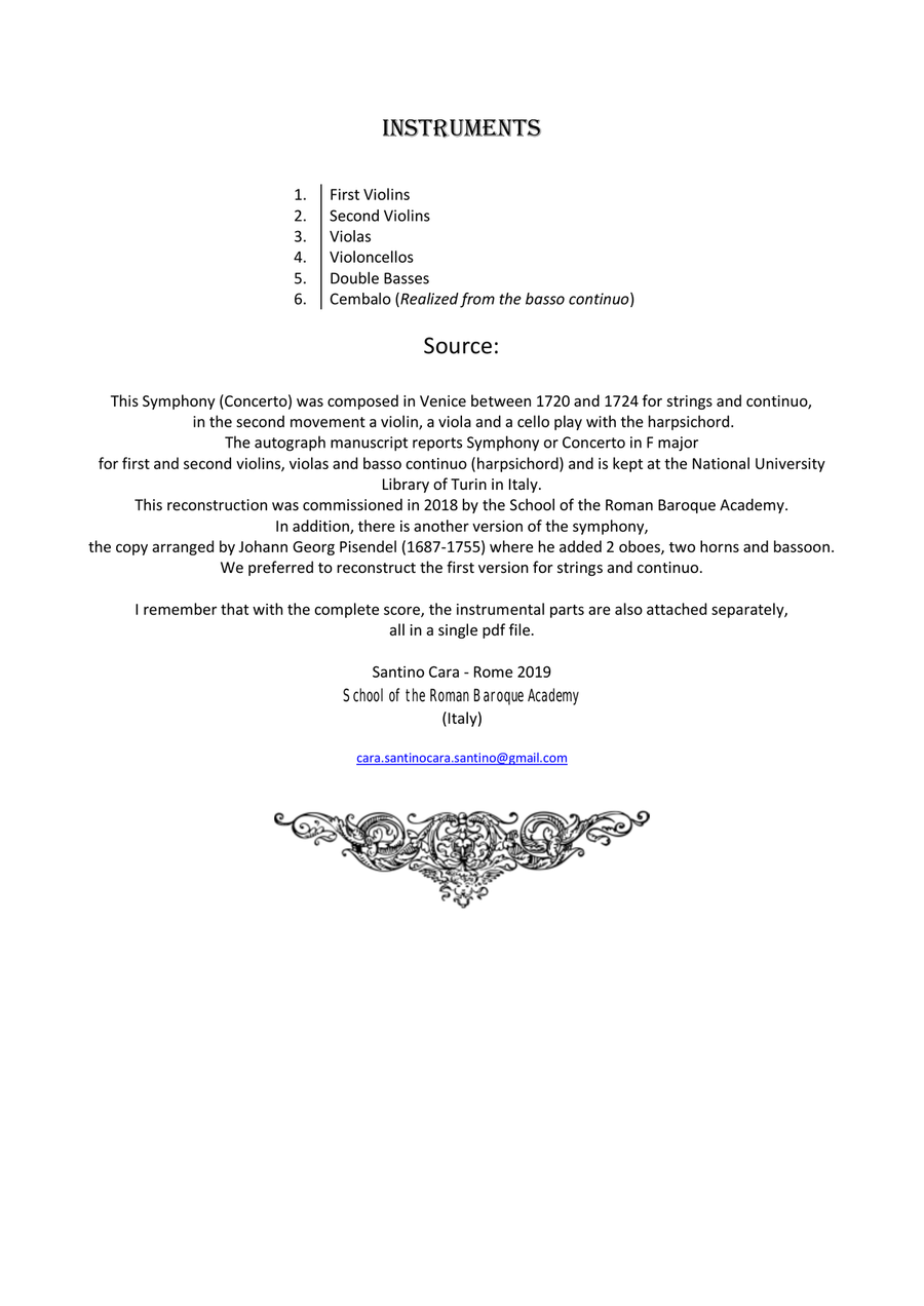 Vivaldi - Sinfonia in F major RV 140 for Strings and Cembalo Chamber Orchestra scores gallery preview page 2