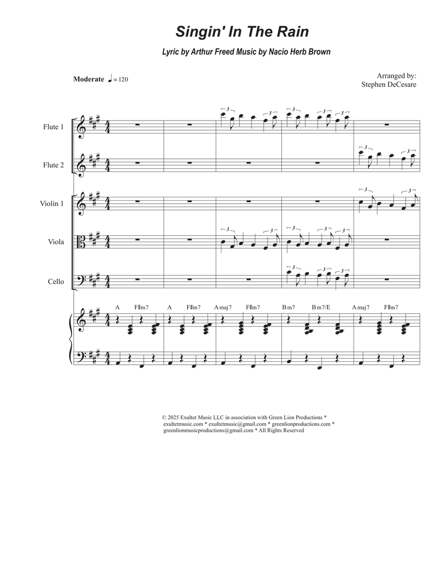 Singin' In The Rain (String Quartet and Piano) String Quartet scores gallery preview page 1