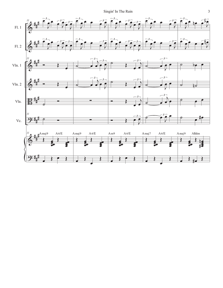 Singin' In The Rain (String Quartet and Piano) String Quartet scores gallery preview page 3