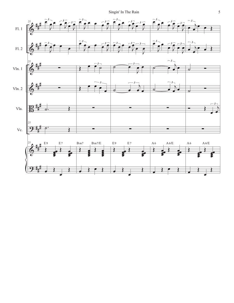 Singin' In The Rain (String Quartet and Piano) String Quartet scores gallery preview page 5