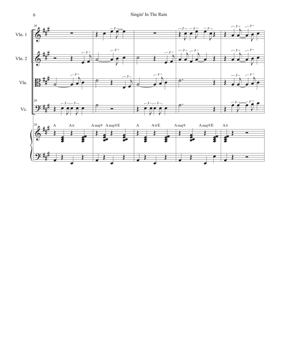 Singin' In The Rain (String Quartet and Piano) String Quartet scores gallery preview page 6