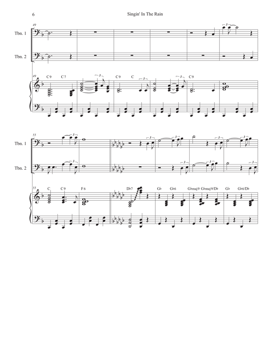 Singin' In The Rain (Trombone Duet) Trombone Duet scores gallery preview page 6