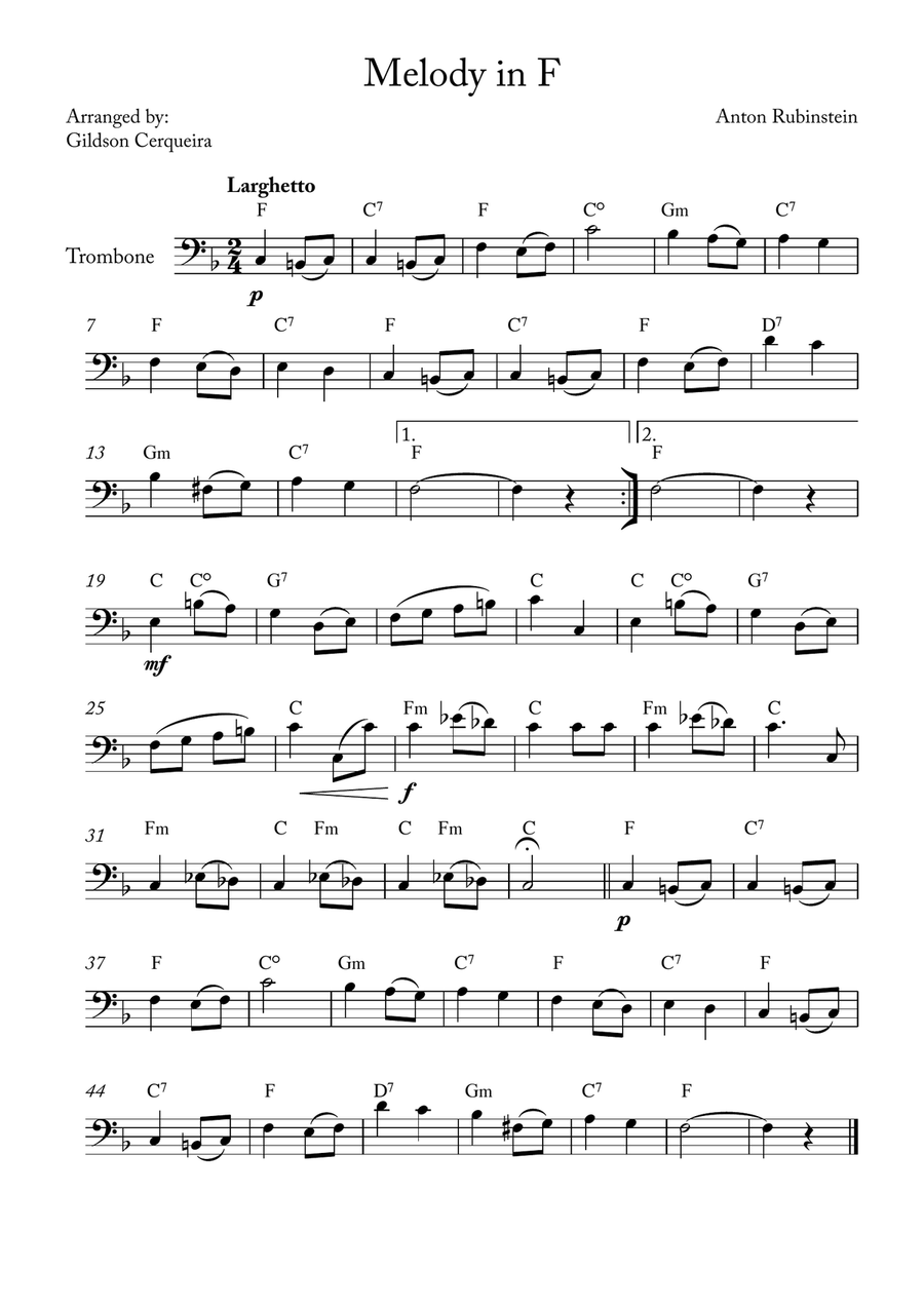 Melody in F Melody in F Chamber Music scores gallery preview page 1