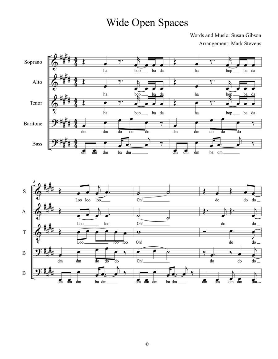Wide Open Spaces Wide Open Spaces Choir scores gallery preview page 2