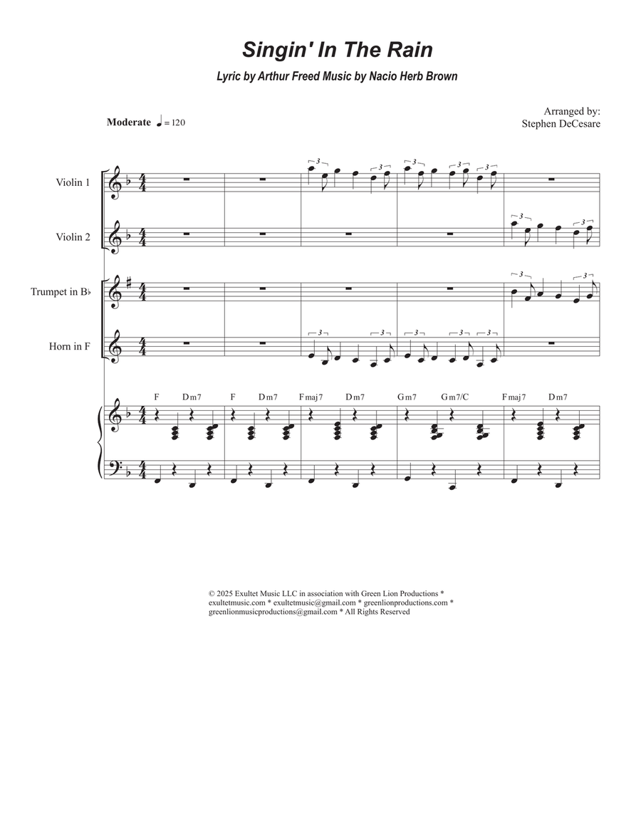 Singin' In The Rain (Duet for Bb-Trumpet and French Horn) Brass Duet scores gallery preview page 1