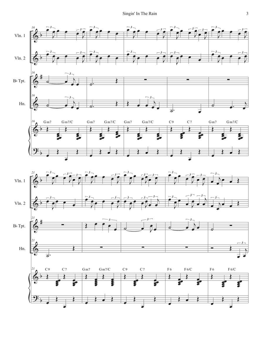 Singin' In The Rain (Duet for Bb-Trumpet and French Horn) Brass Duet scores gallery preview page 3