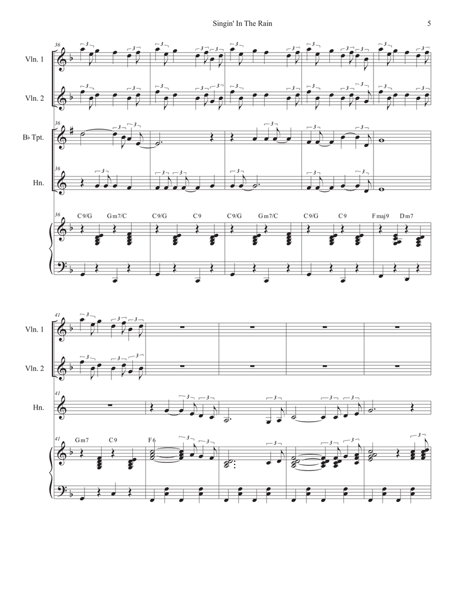 Singin' In The Rain (Duet for Bb-Trumpet and French Horn) Brass Duet scores gallery preview page 5