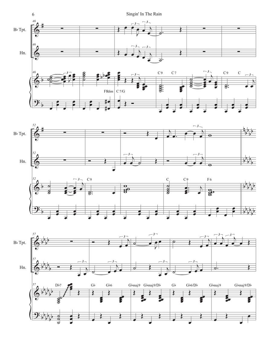 Singin' In The Rain (Duet for Bb-Trumpet and French Horn) Brass Duet scores gallery preview page 6
