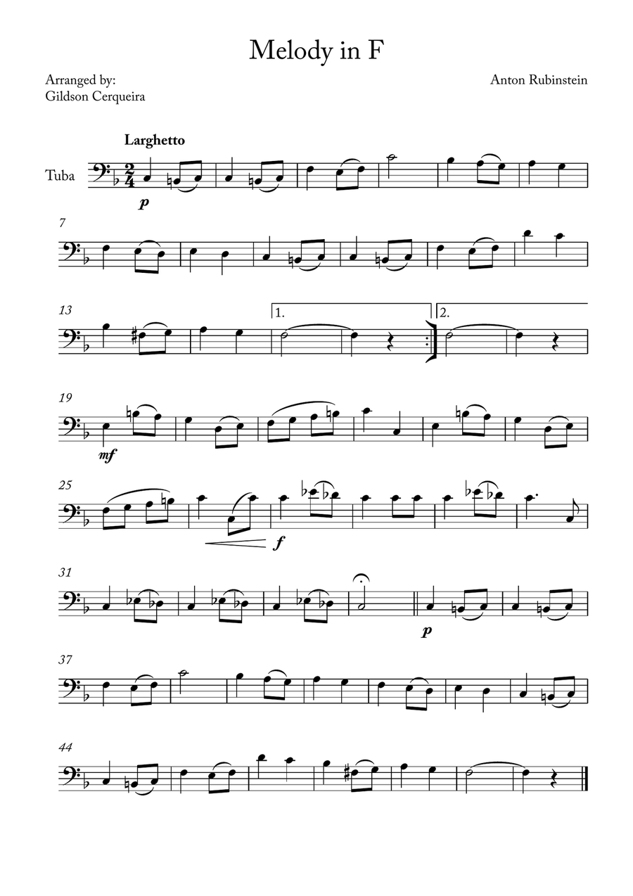 Melody in F Melody in F Chamber Music scores gallery preview page 1
