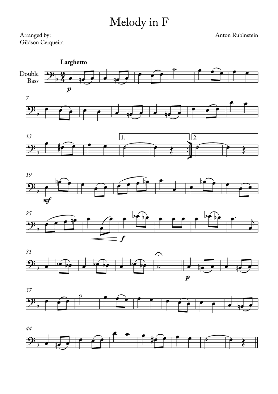 Melody in F Melody in F Chamber Music scores gallery preview page 1