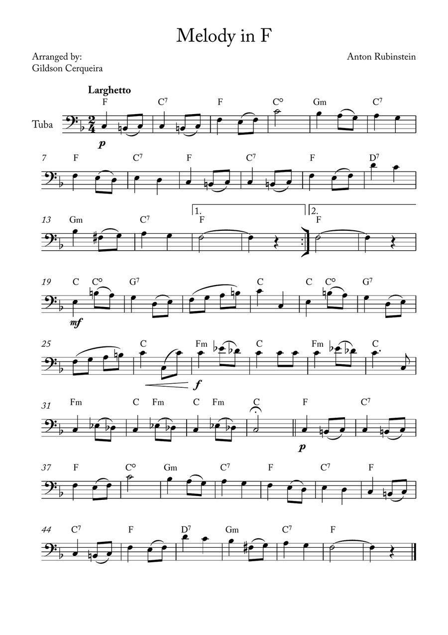 Melody in F Melody in F Chamber Music scores gallery preview page 1