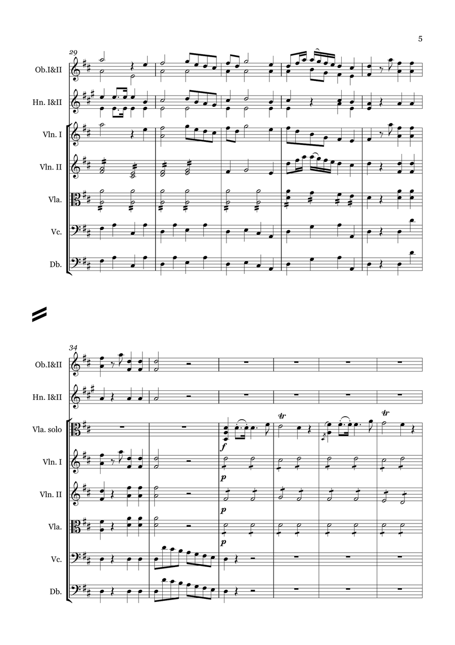 Concerto in D Major for Viola and Orchestra Chamber Orchestra scores gallery preview page 5