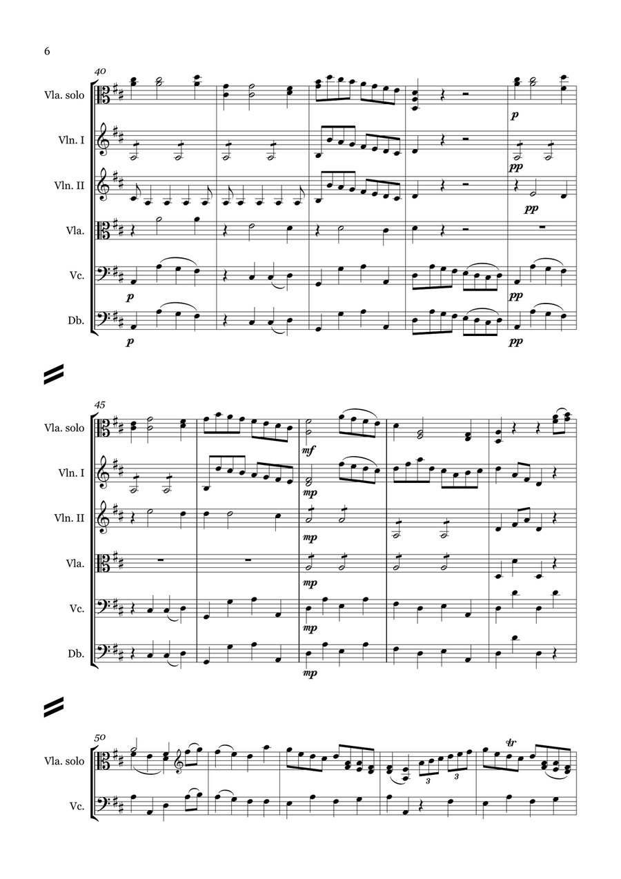 Concerto in D Major for Viola and Orchestra Chamber Orchestra scores gallery preview page 6