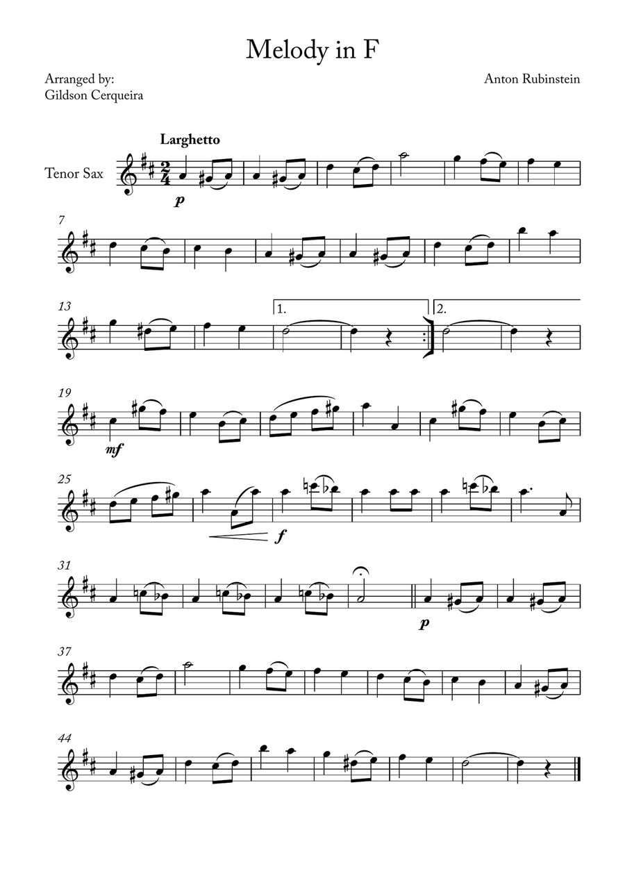 Melody in F Melody in F Chamber Music scores gallery preview page 1