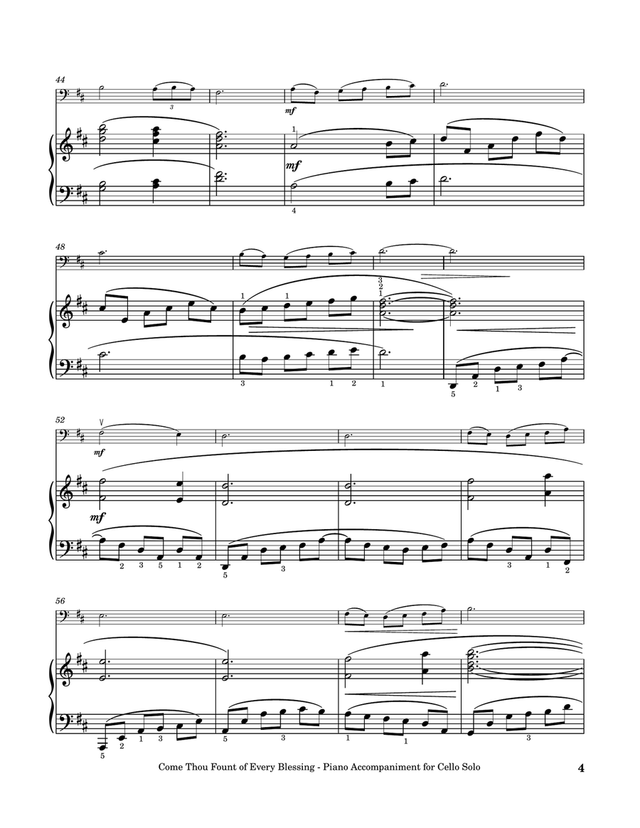 Come, Thou Fount of Every Blessing - Cello Solo with Piano Accompaniment Piano scores gallery preview page 5
