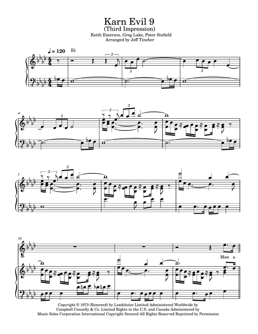 Karn Evil 9 (Third Impression) Piano, Vocal scores gallery preview page 2