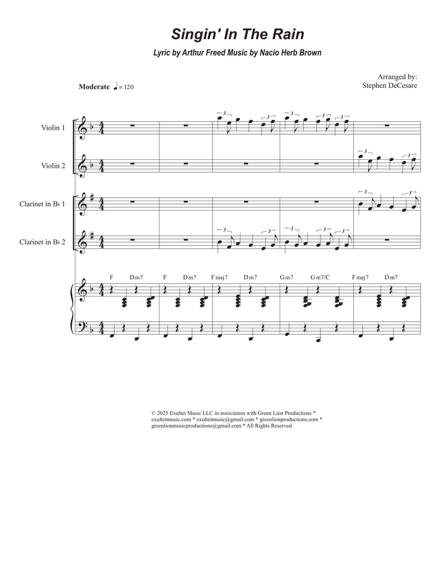 Singin' In The Rain (Duet for Bb-Clarinet) Clarinet Duet scores gallery preview page 1