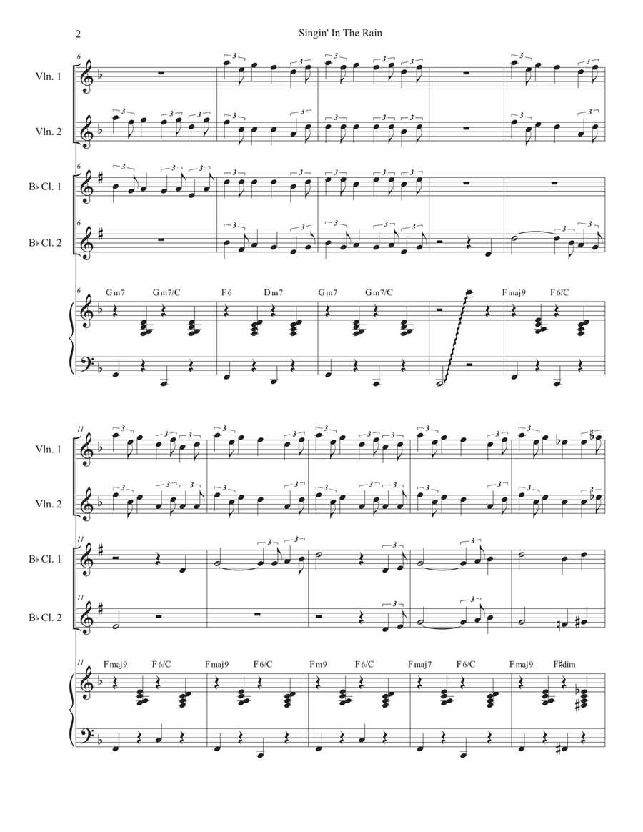 Singin' In The Rain (Duet for Bb-Clarinet) Clarinet Duet scores gallery preview page 2