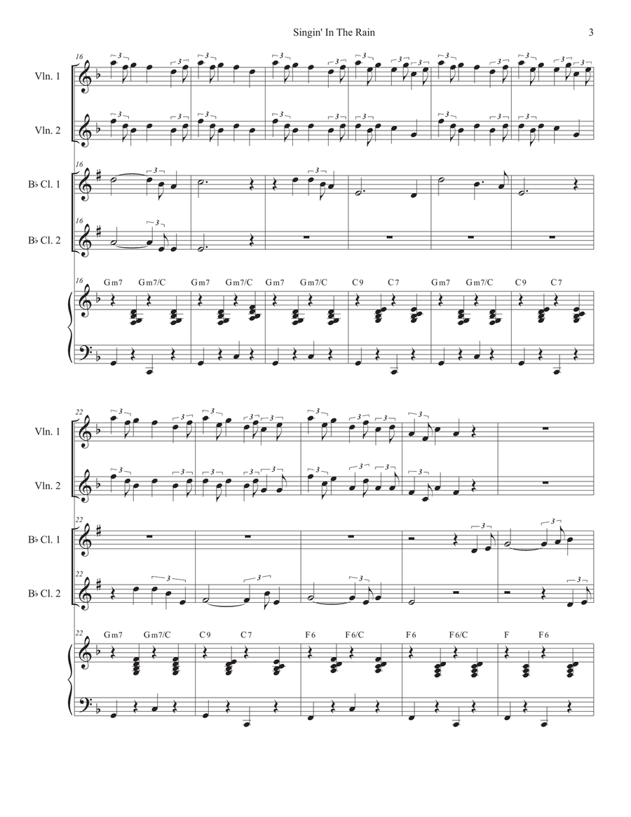 Singin' In The Rain (Duet for Bb-Clarinet) Clarinet Duet scores gallery preview page 3