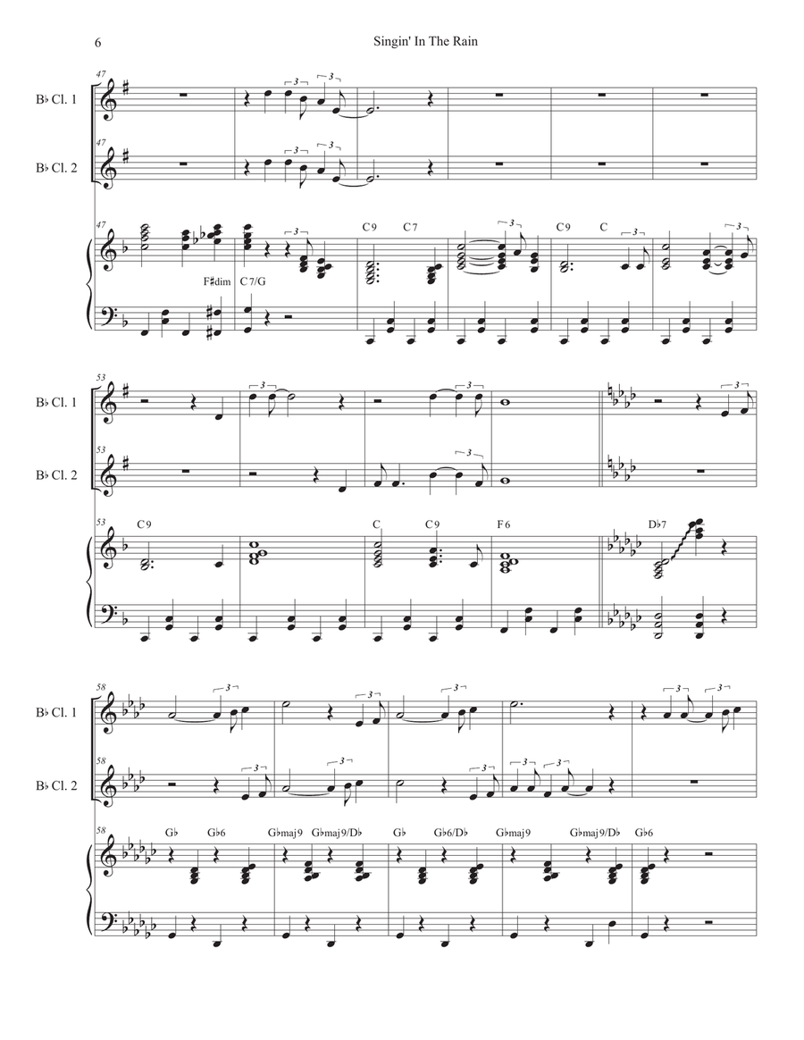 Singin' In The Rain (Duet for Bb-Clarinet) Clarinet Duet scores gallery preview page 6