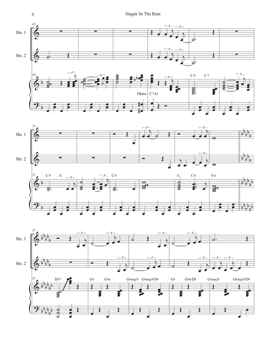 Singin' In The Rain (French Horn Duet) Brass Duet scores gallery preview page 6