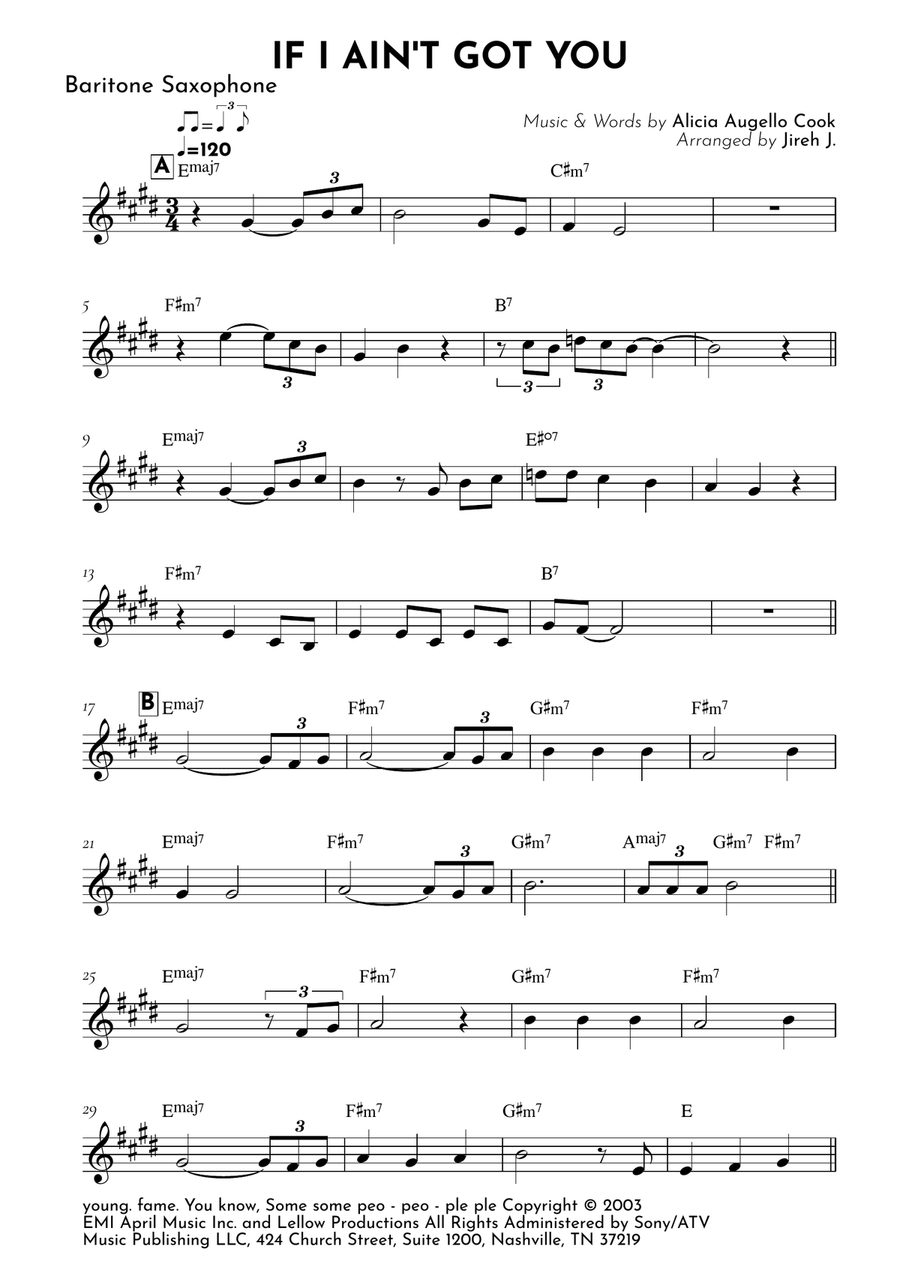 If I Ain't Got You If I Ain't Got You Baritone Saxophone scores gallery preview page 2