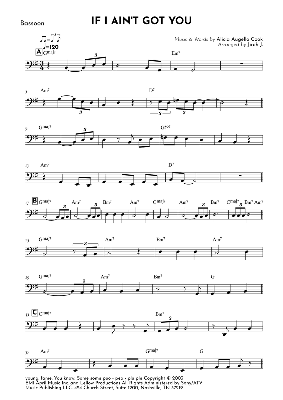 If I Ain't Got You If I Ain't Got You Bassoon Solo scores gallery preview page 2