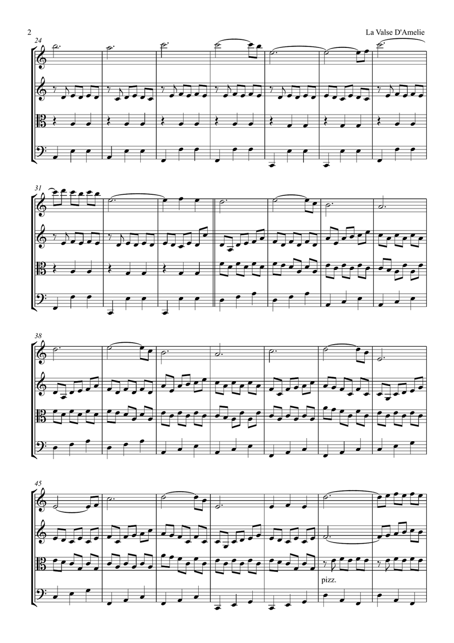 La Valse D'amelie La Valse D'amelie String Quartet scores gallery preview page 2