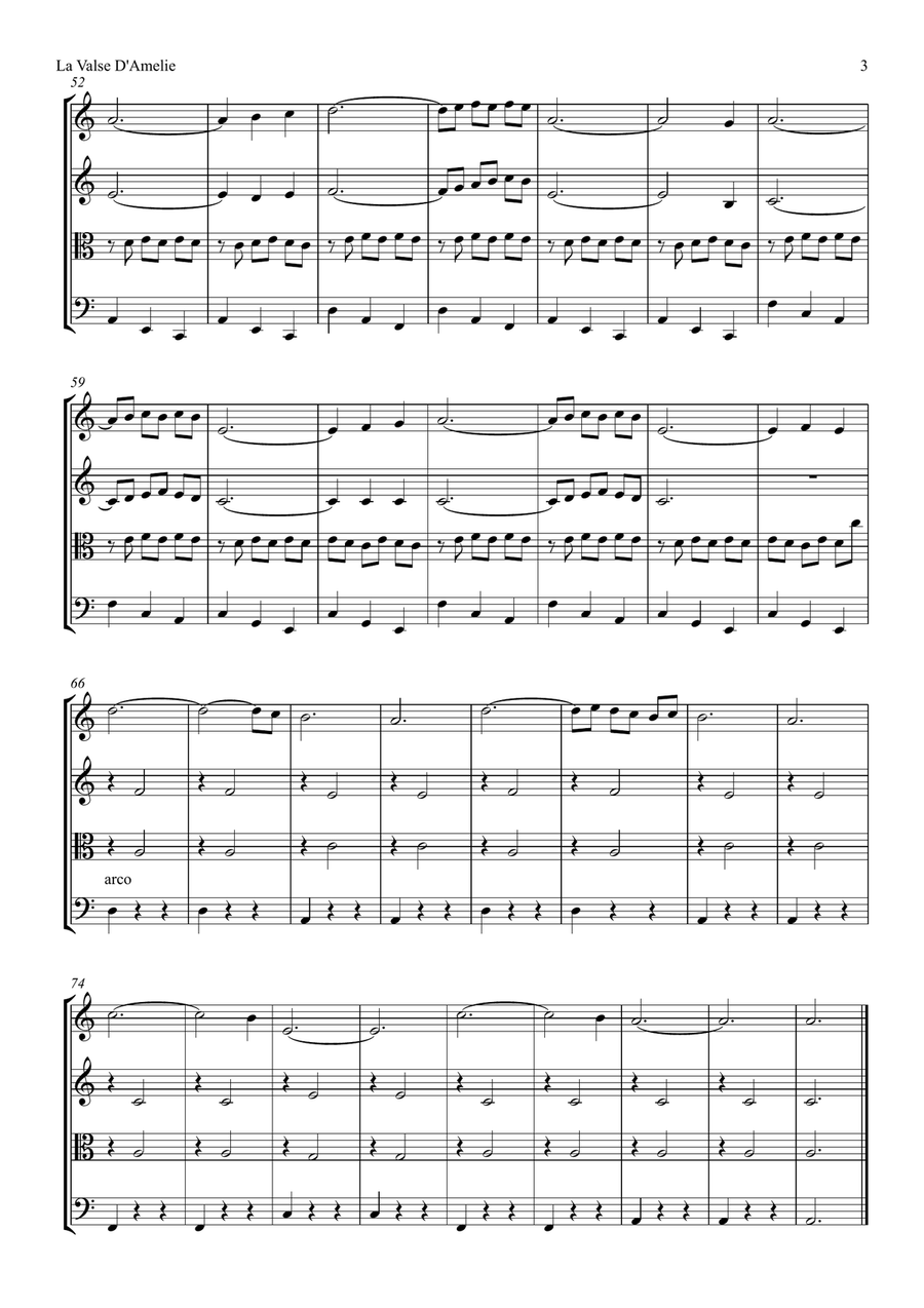 La Valse D'amelie La Valse D'amelie String Quartet scores gallery preview page 3